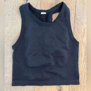 Old Navy Women Medium Fitted Seamless Crop Tank Top Black Jack Workout Racerback